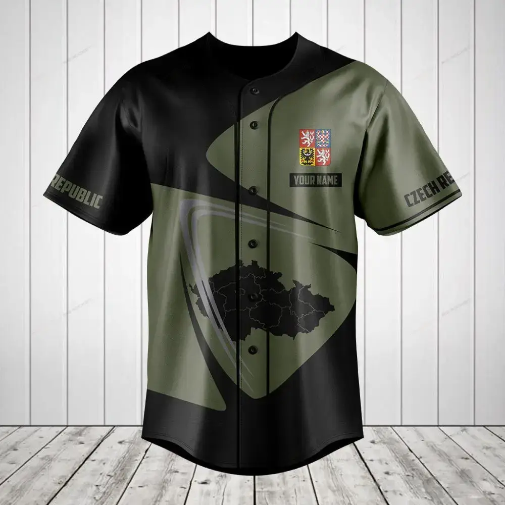 Custom Czech Republic Baseball Jersey - Personalized Name & Map Design - Unisex Sportswear Image