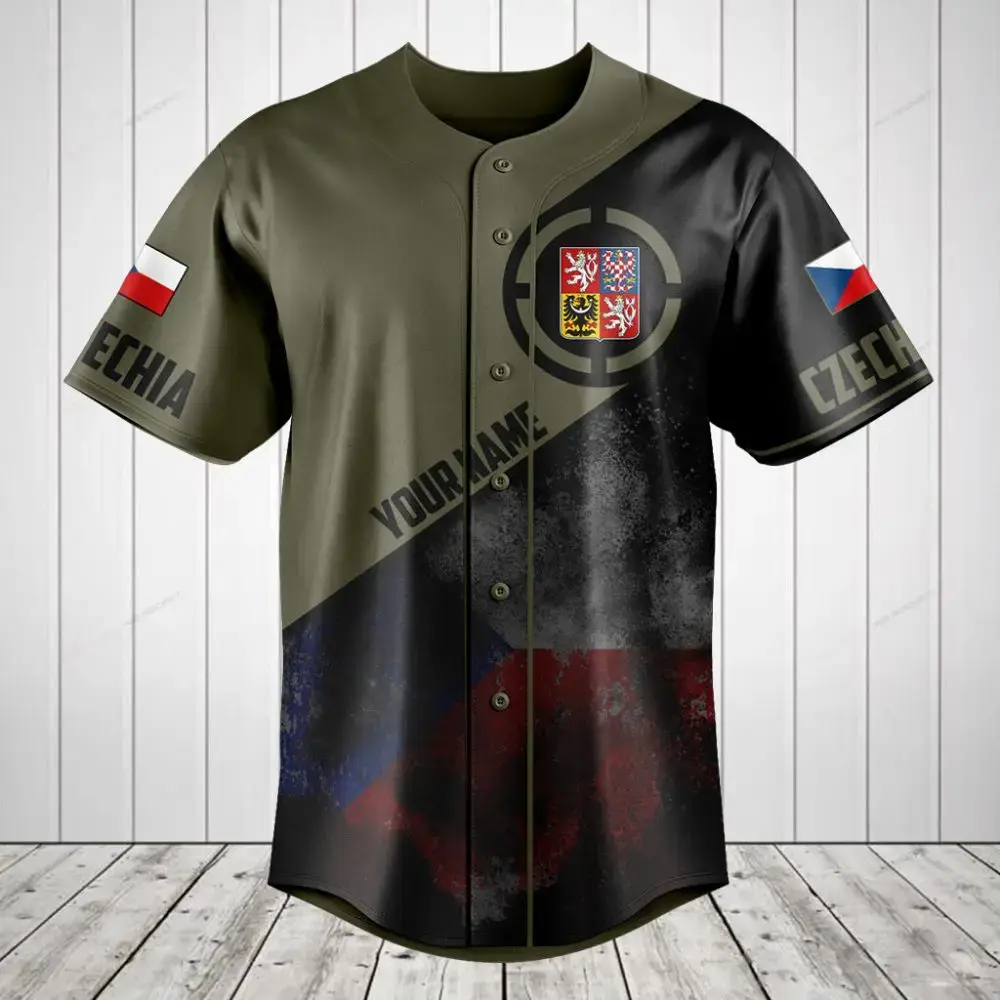 Custom Czechia Baseball Jersey - Personalized Name & Flag Design Image