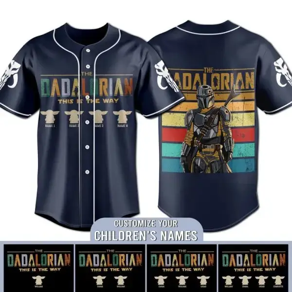 Custom 'Dadlorian' Baseball Jersey - Personalized Kids' Names - Perfect Gift For Star Fans! Image