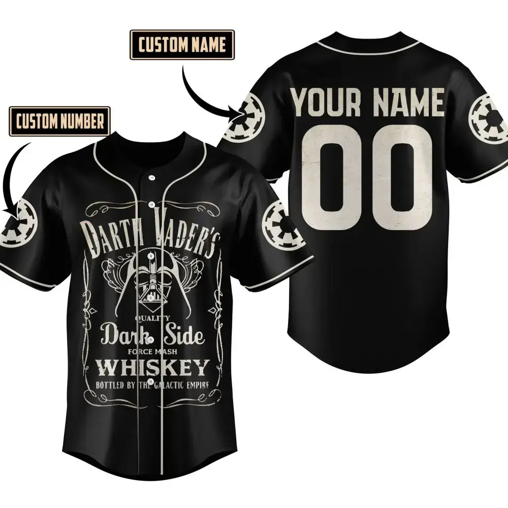 Custom Darth Vader Baseball Jersey - Personalize Your Name & Number - Unique Star Wars Gift! Image