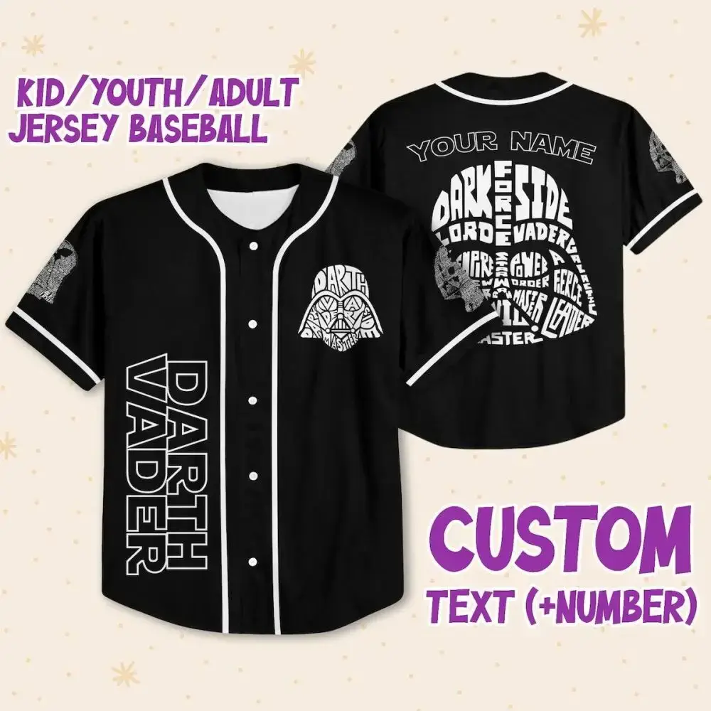 Custom Darth Vader Baseball Jersey - Personalized Name & Number For Kids/Adults Image