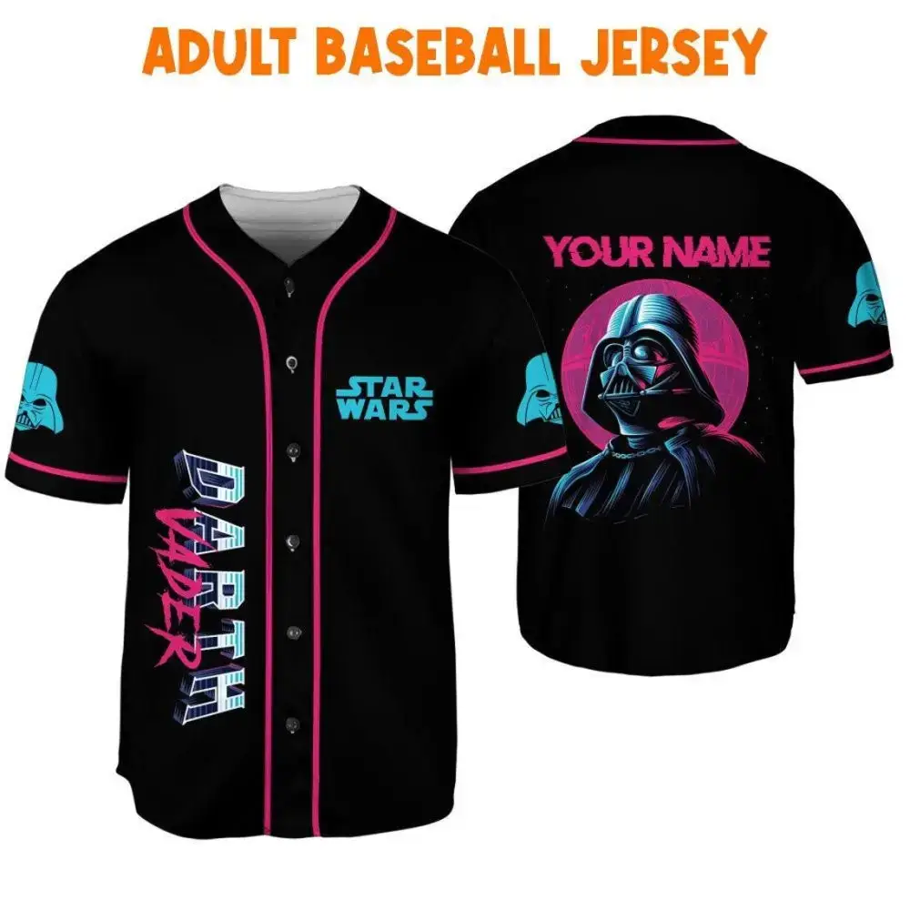 Custom Darth Vader Baseball Jersey - Star Wars Adult Fan Gear - Personalized Name Image