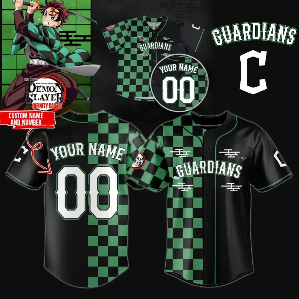 Custom Demon Slayer Baseball Jersey – Add Your Name & Number – Perfect Anime Gift! Image