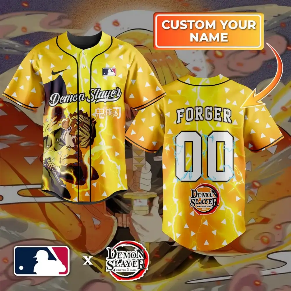 Custom Demon Slayer Baseball Jersey - Personalized Name & Number - Anime Fan Gear Image
