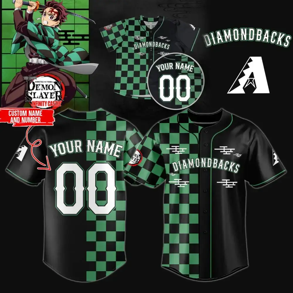Custom Demon Slayer Baseball Jersey - Personalized Name & Number - Limited Edition Gift Image