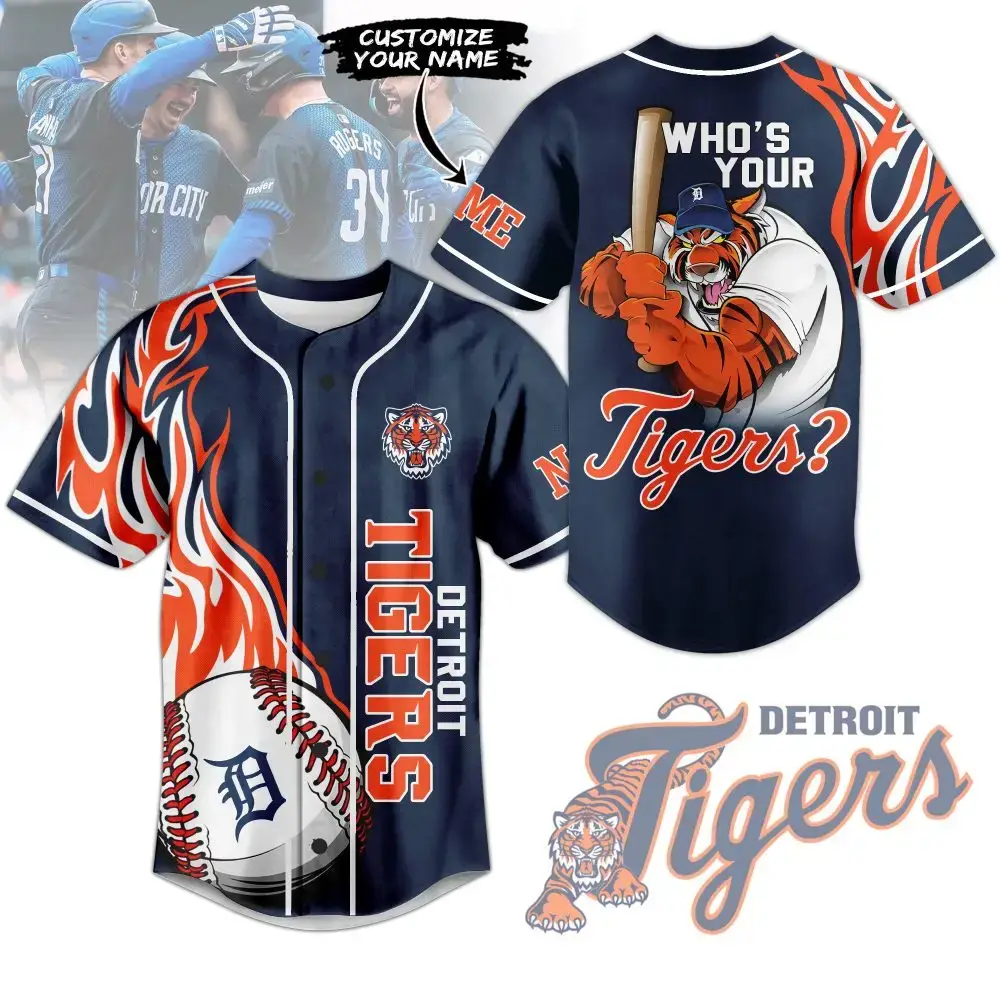 Custom Detroit Tigers Jersey - Personalize Your Name & Show Team Spirit! Image