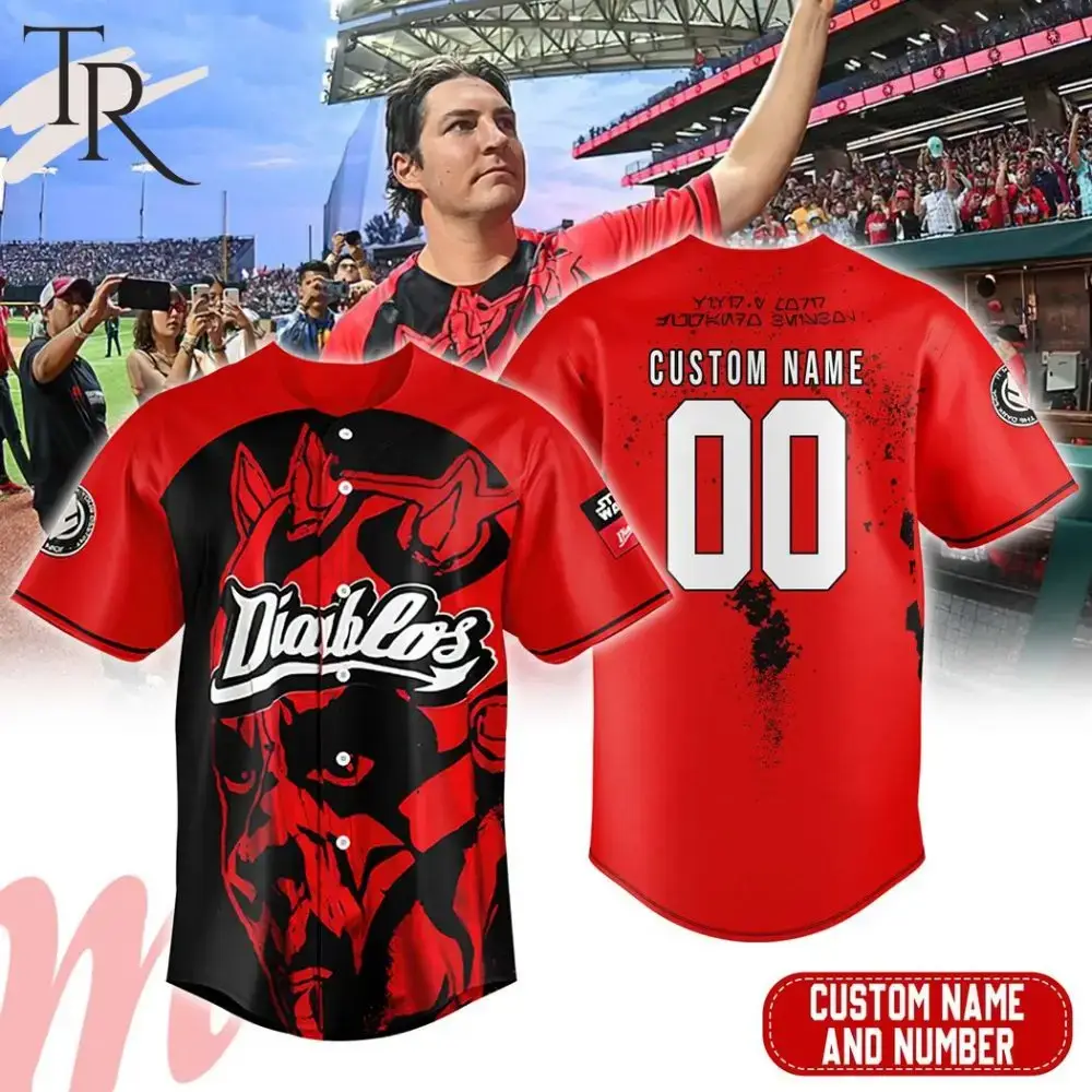Custom Diablos Baseball Jersey - Personalized Name & Number, Red/Black Design Image