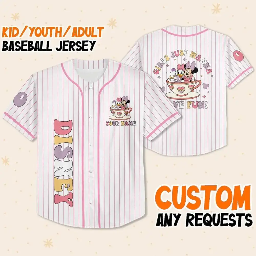 Custom Disney Baseball Jersey – Kids/Youth/Adult Sizes – Personalize With Your Name Image