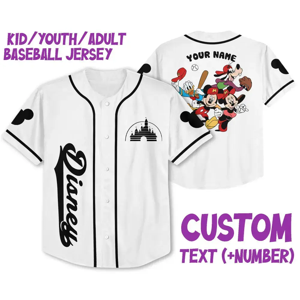 Custom Disney Baseball Jersey For Kids/Adults - Add Your Name & Number! Image