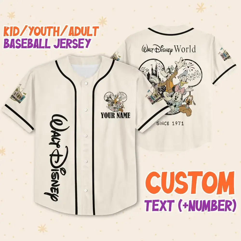 Custom Disney Baseball Jersey For Kids/Youth/Adults – Personalize With Name & Number Image