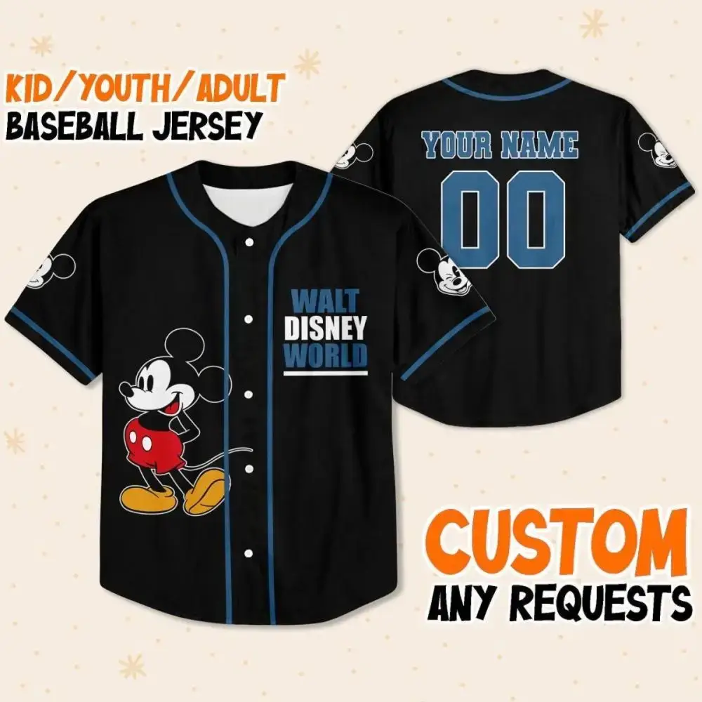Custom Disney Baseball Jersey For Kids/Youth/Adults - Add Your Name! Image