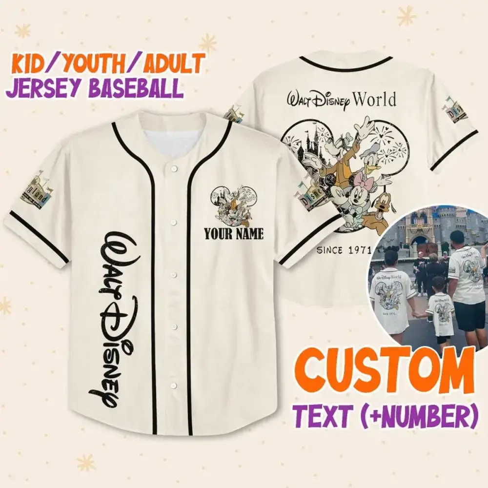 Custom Disney Baseball Jersey For Kids/Youth/Adults - Add Your Name & Number! Image