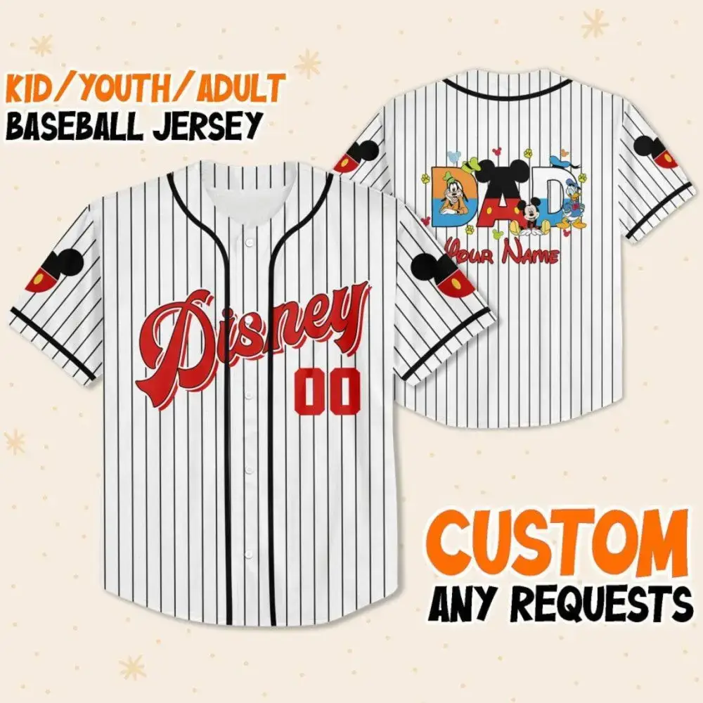Custom Disney Baseball Jersey For Kids/Youth/Adults - Personalized Name & Design Image