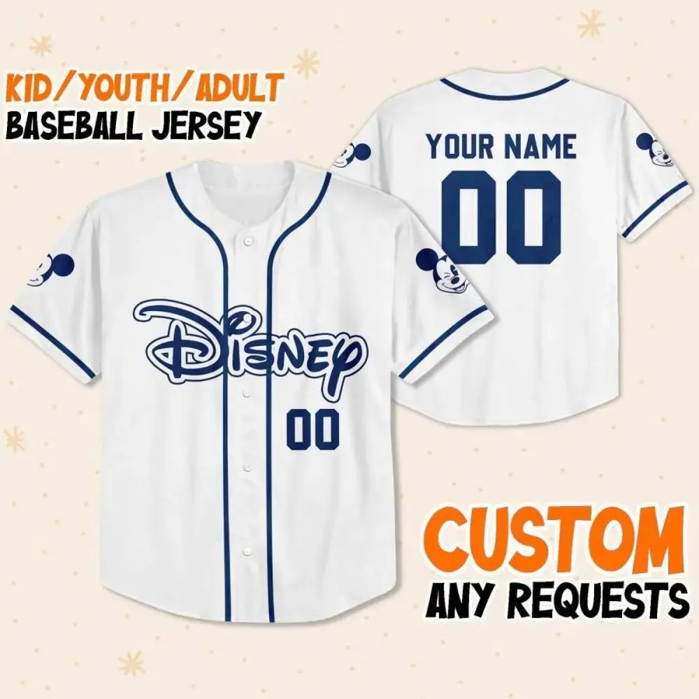 Custom Disney Baseball Jersey - Personalized Name & Number For Kids, Youth, Adults - Unique Gift! Image
