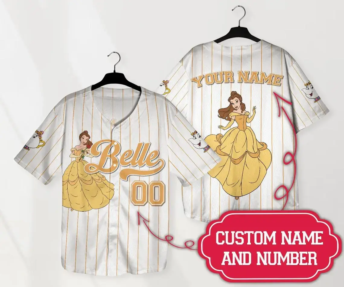 Custom Disney Belle Baseball Jersey - Personalized Name & Number - Unique Gift For Fans Image