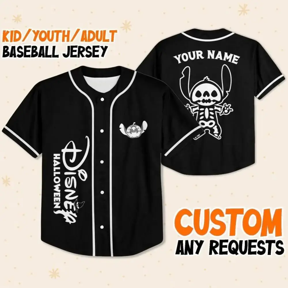 Custom Disney Halloween Baseball Jersey - Kids/Youth/Adult Sizes - Personalize Your Name! Image
