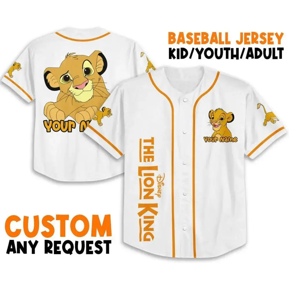 Custom Disney Lion King Baseball Jersey - Kids/Youth/Adult - Personalize With Any Name! Image