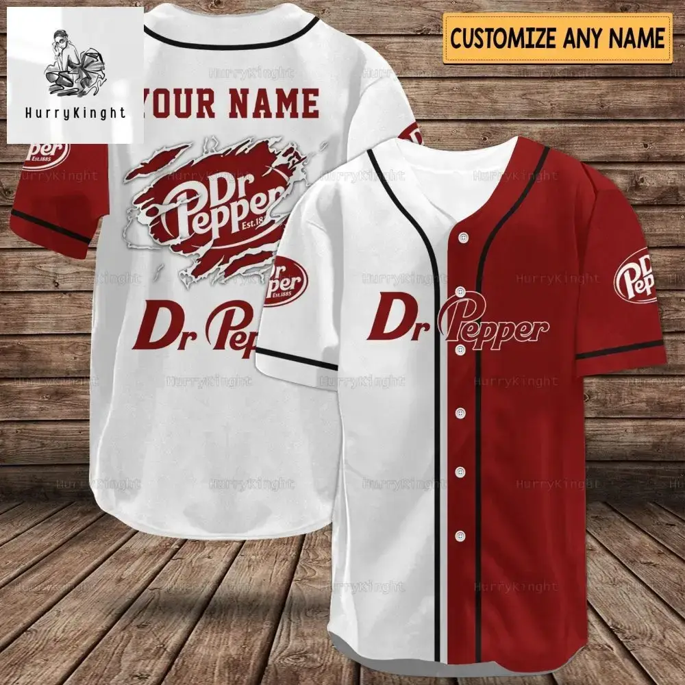 Custom Dr Pepper Baseball Jersey - Personalize Your Name - Unique Gift Idea Image