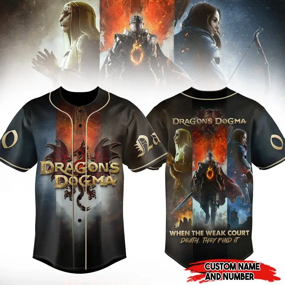 Custom Dragon'S Dogma Baseball Jersey - Personalized Name & Number - Epic Fantasy Design Image