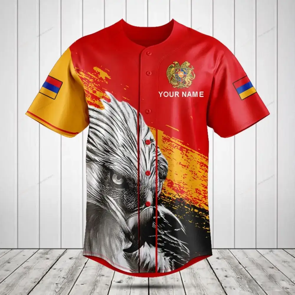 Custom Eagle Print Baseball Jersey – Personalized Name & Flag Design, Vibrant Colors Image
