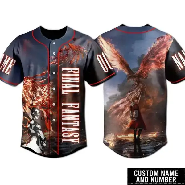Custom Final Fantasy Baseball Jersey – Personalized Name & Number – Epic Artwork Design Image