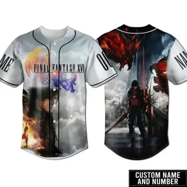 Custom Final Fantasy Xvi Baseball Jersey - Personalized Name & Number Design Image