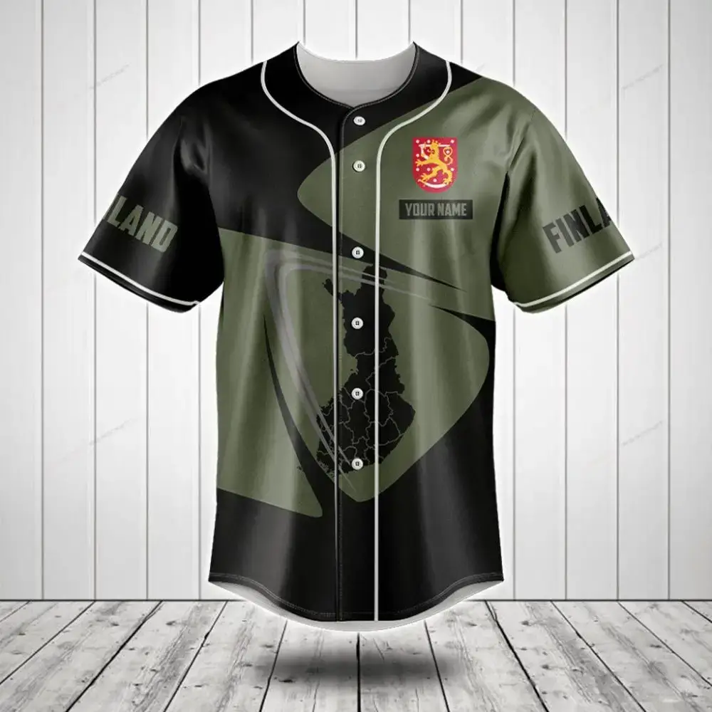 Custom Finland Baseball Jersey - Personalized Sportswear With Flag & Map Design Image