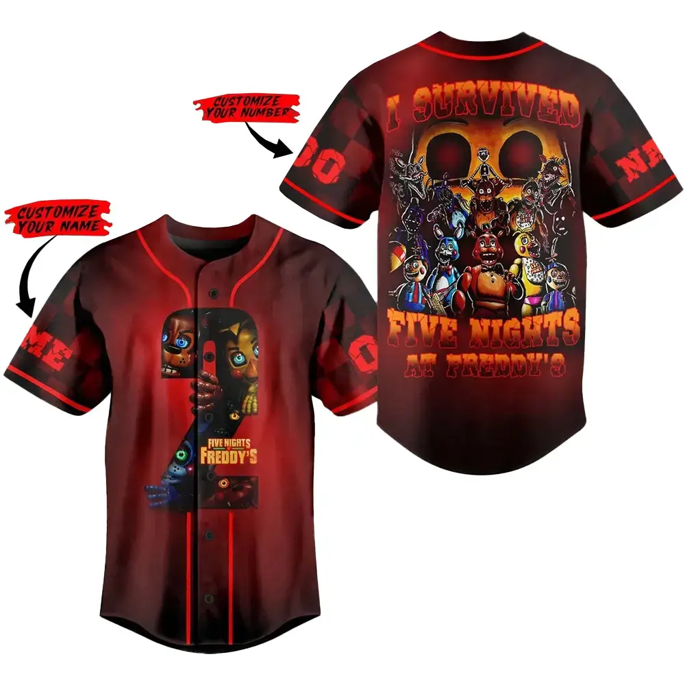 Custom Five Nights At Freddys 2 I Survived Baseball Jersey 2025 Image