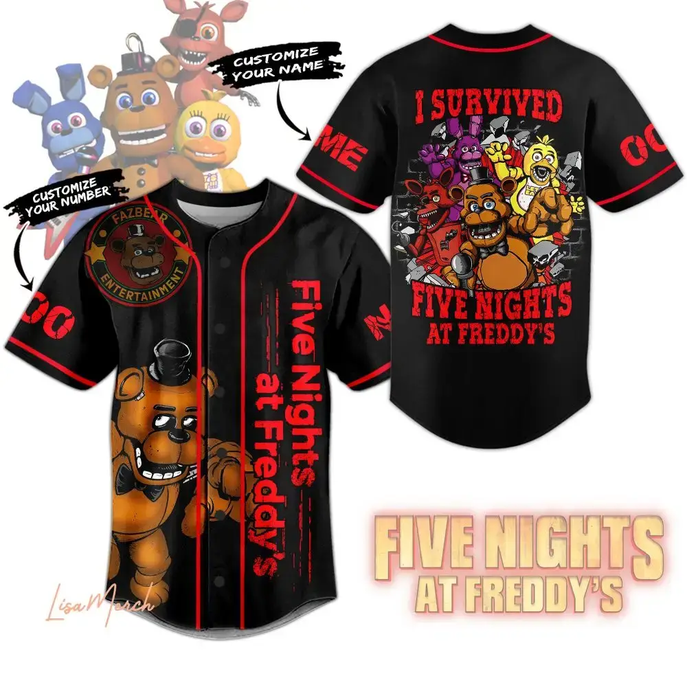 Custom Five Nights At Freddy'S Baseball Jersey - Personalize Name & Number! Image