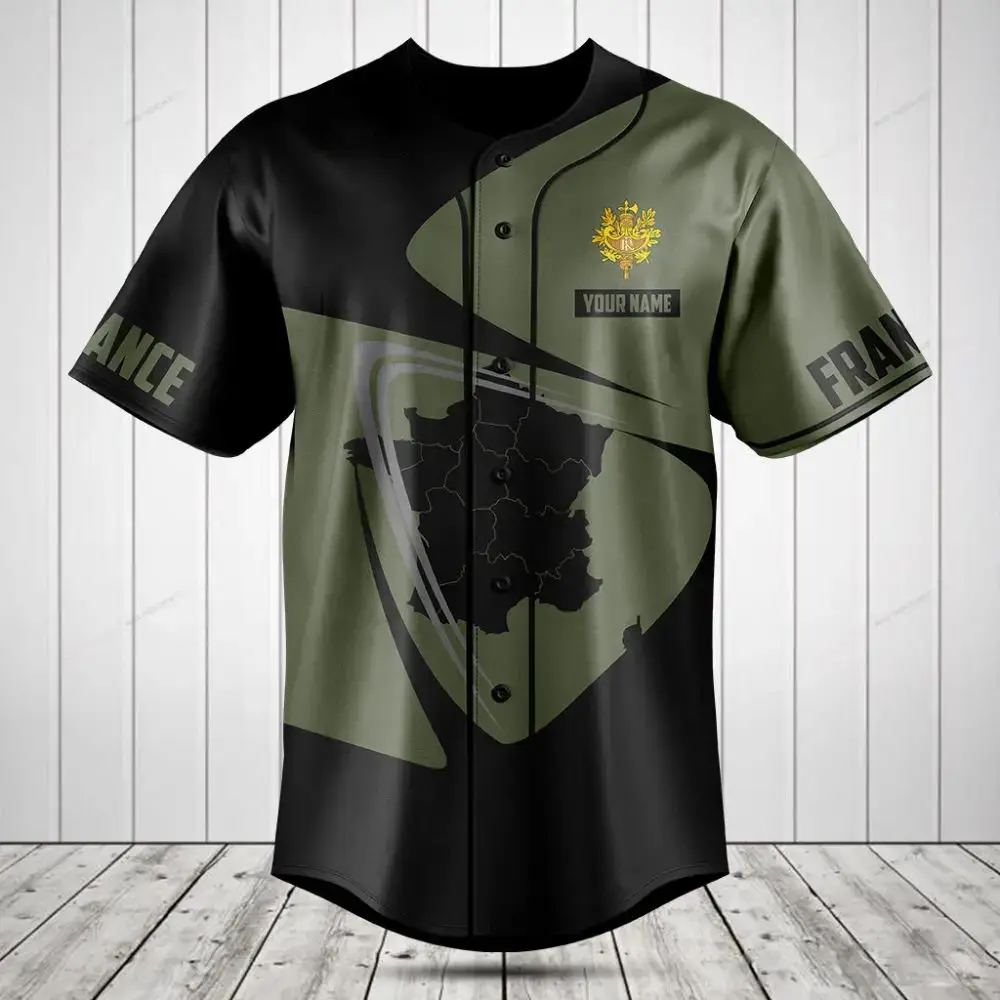Custom France Map Baseball Jersey - Personalized Name & Stylish Design Image