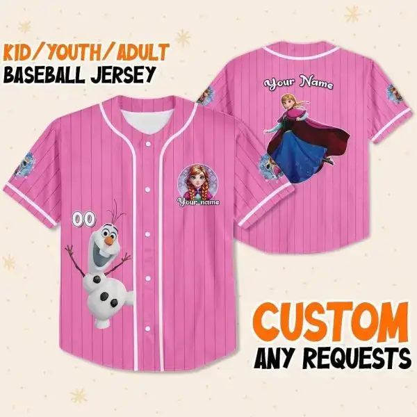 Custom Frozen-Themed Baseball Jersey For Kids/Youth/Adults - Personalized Name & Design Image