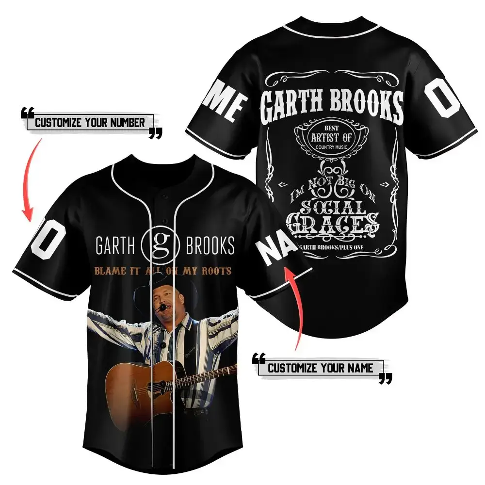 Custom Garth Brooks Baseball Jersey – Personalize Your Name & Number – Unique Music Fan Gift Image