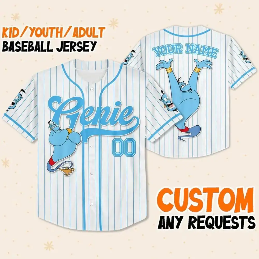 Custom Genie Baseball Jersey For Kids/Youth/Adults - Personalize With Any Name! Image