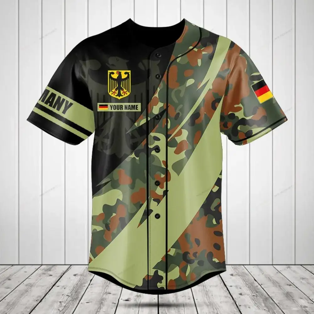 Custom German Camo Baseball Jersey - Personalized Name & Flag Design Image