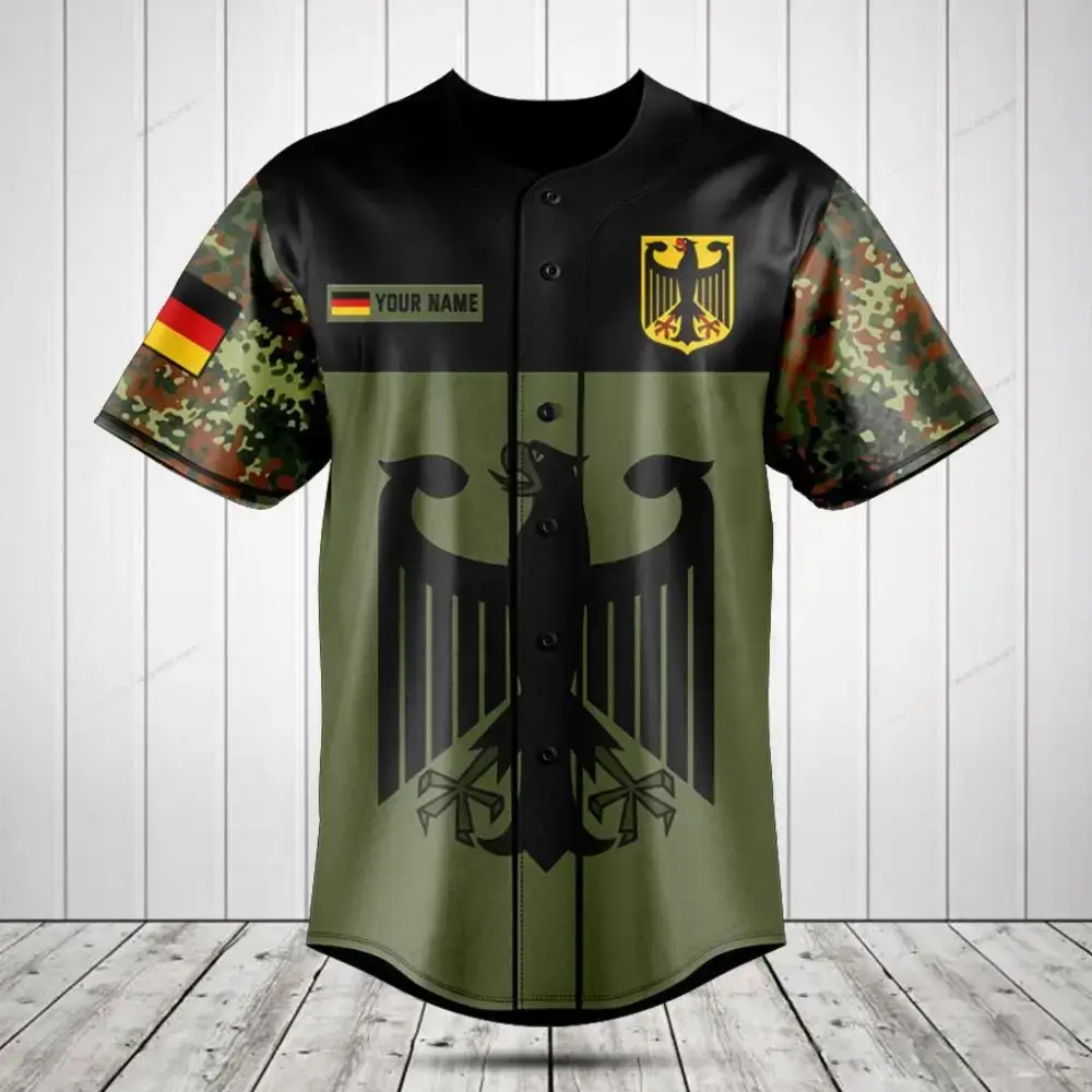 Custom German Eagle Camo Baseball Jersey – Personalized Name & Flag Design Image