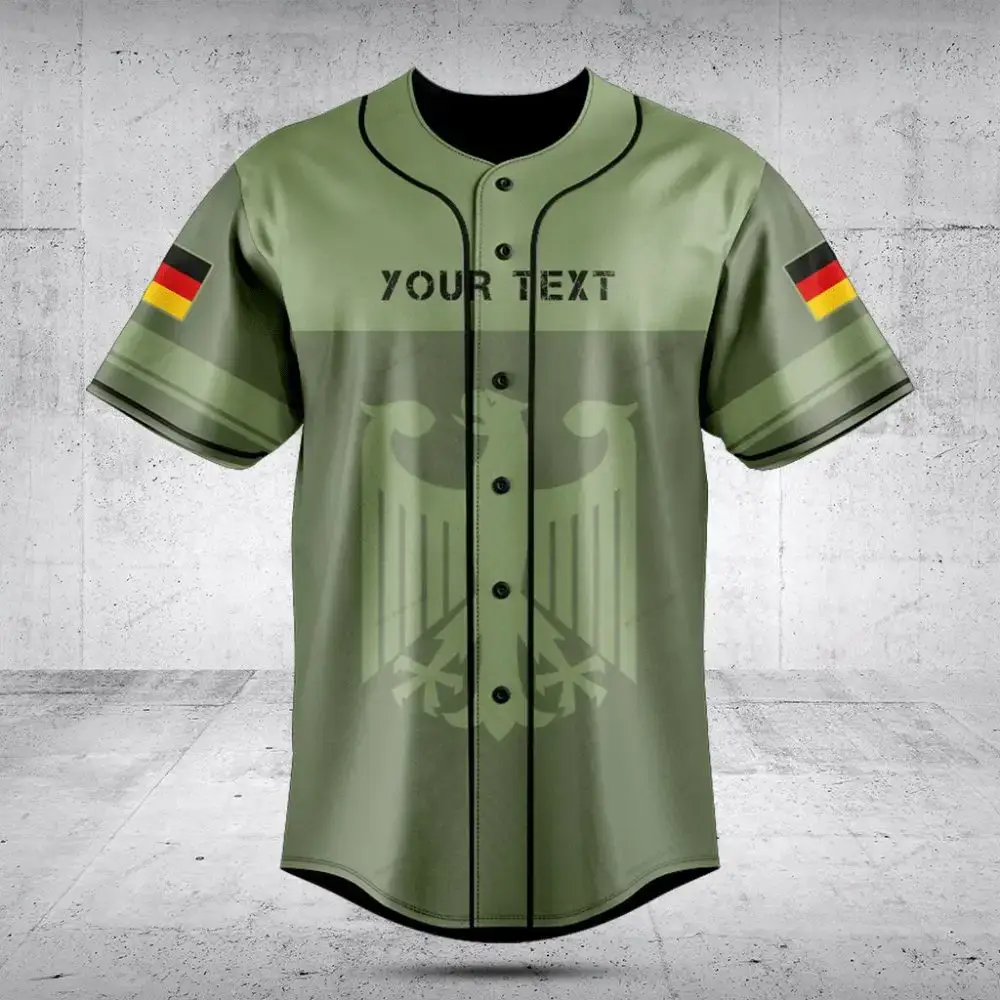 Custom German Flag Baseball Jersey – Personalized Military Green Shirt Image