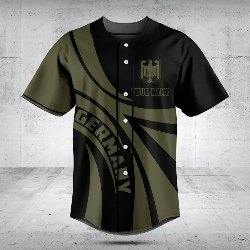 Custom Germany Baseball Jersey - Personalized Name & Number, Stylish Black/Green Design Image