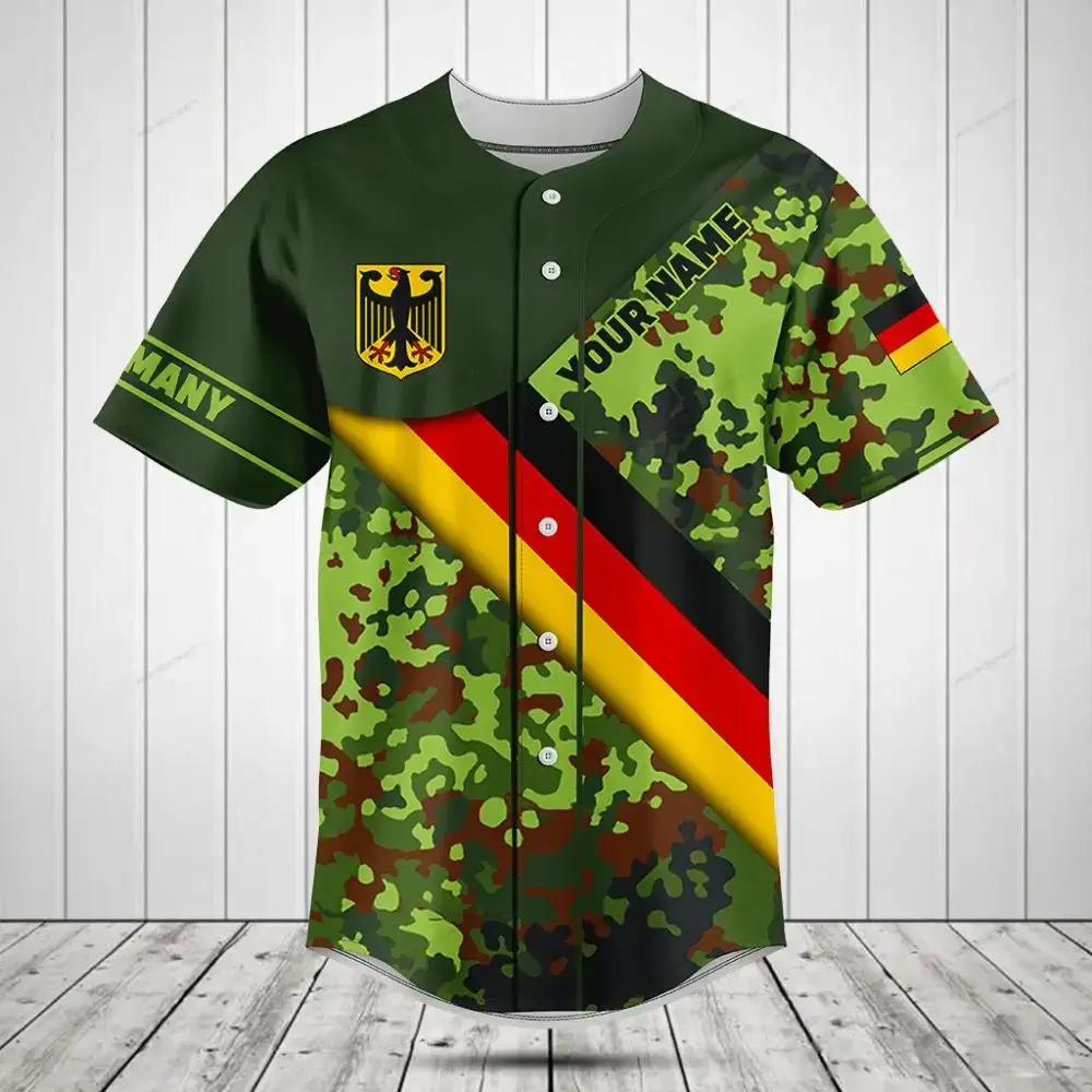 Custom Germany Camo Baseball Jersey - Personalized Name & Flag Design Image