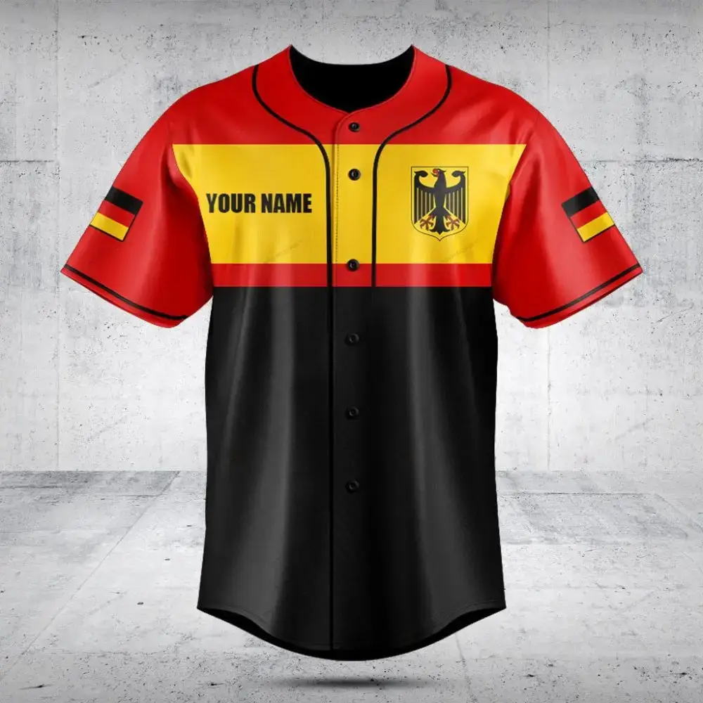 Custom Germany Flag Baseball Jersey - Personalize Your Name & Number Image