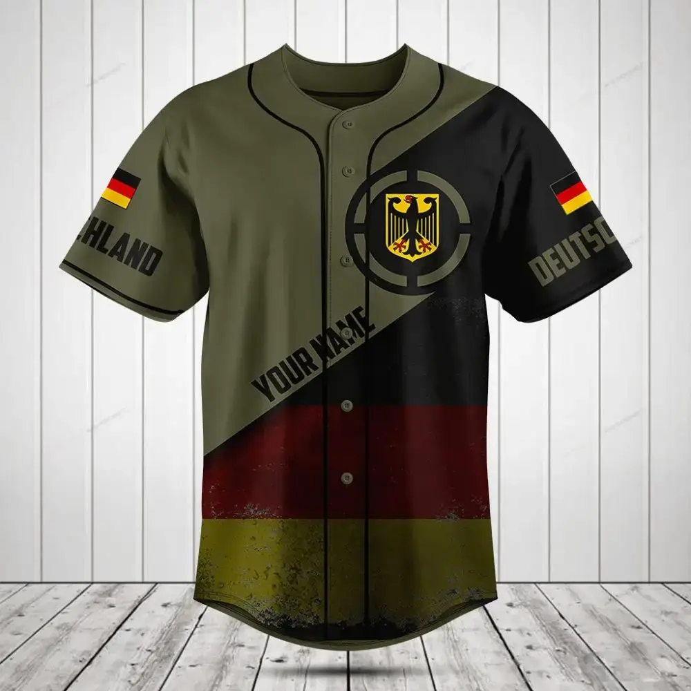 Custom Germany Flag Baseball Jersey - Personalized Name & Number - Unisex Sportswear Image