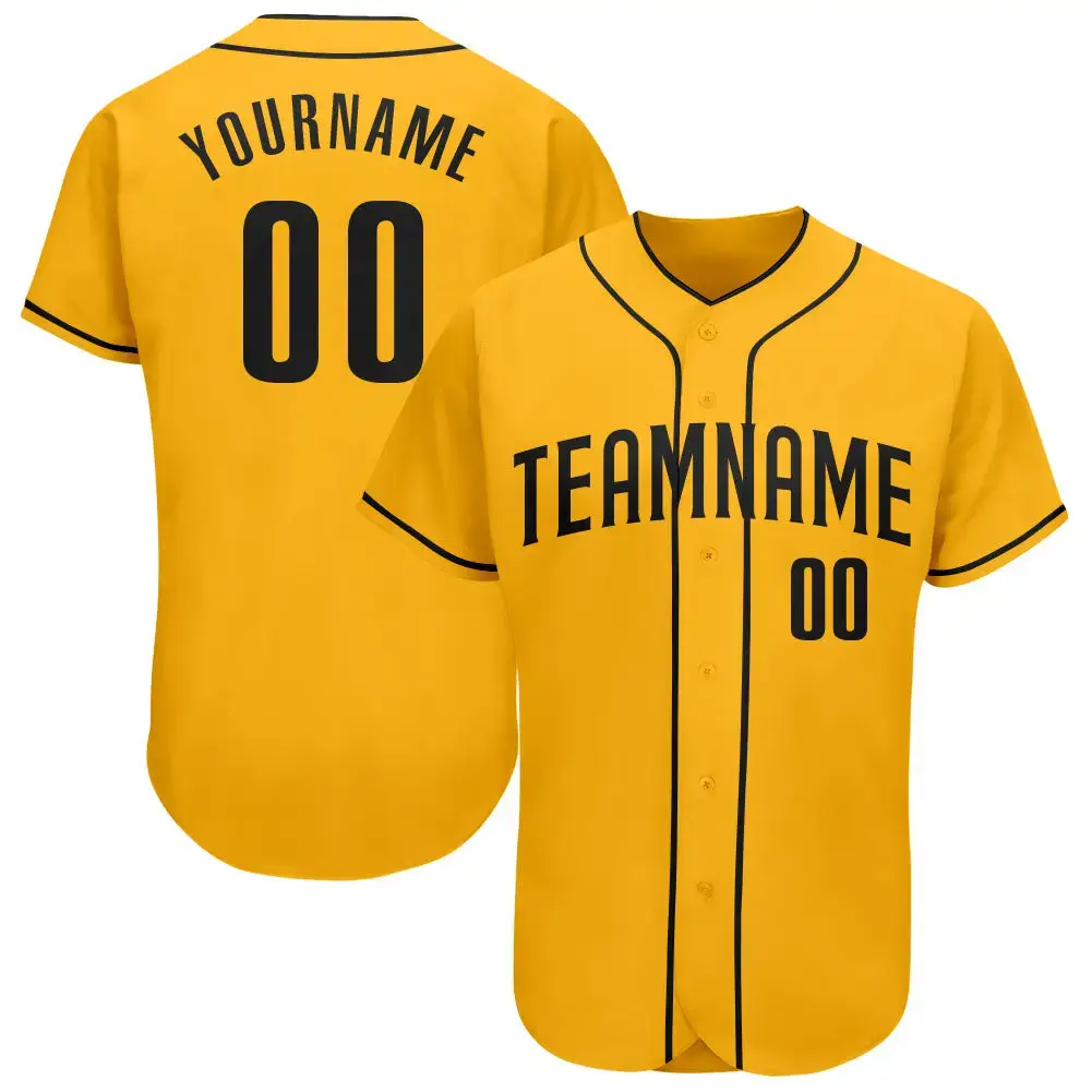 Custom Gold Black Authentic Baseball Jersey Image