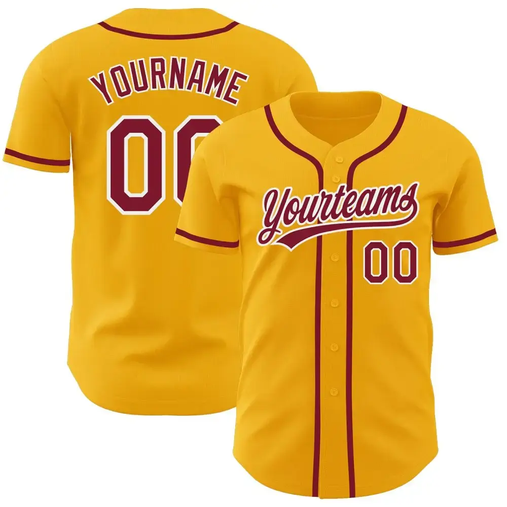 Custom Gold Crimson-White Authentic Baseball Jersey Image