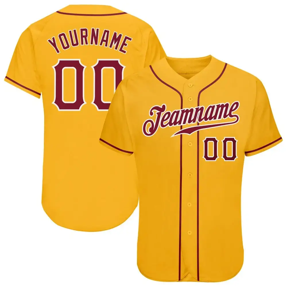 Custom Gold Crimson-White Authentic Baseball Jersey Image