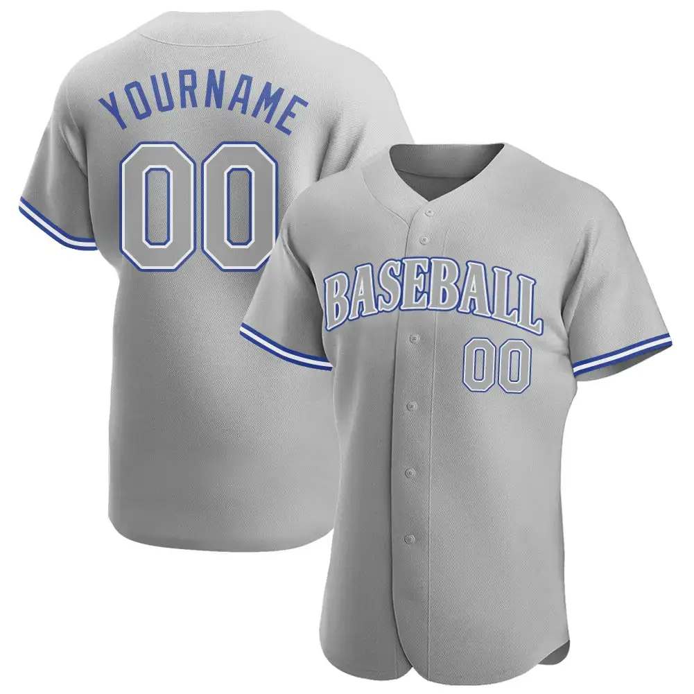 Custom Gray Gray Royal Authentic Baseball Jersey Image