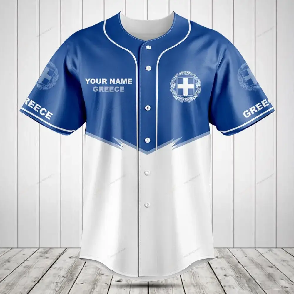 Custom Greece Baseball Jersey - Personalized Name & Number - Perfect Gift For Fans Image