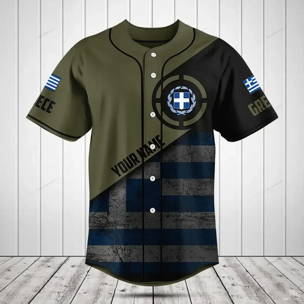 Custom Greek Flag Baseball Jersey – Personalize Your Style Today! Image