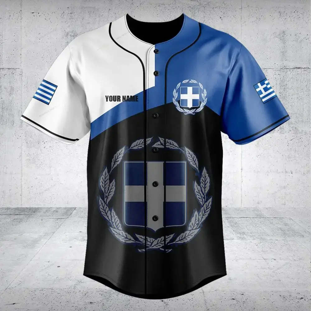 Custom Greek Flag Baseball Jersey – Personalized Sportswear For Fans & Teams Image