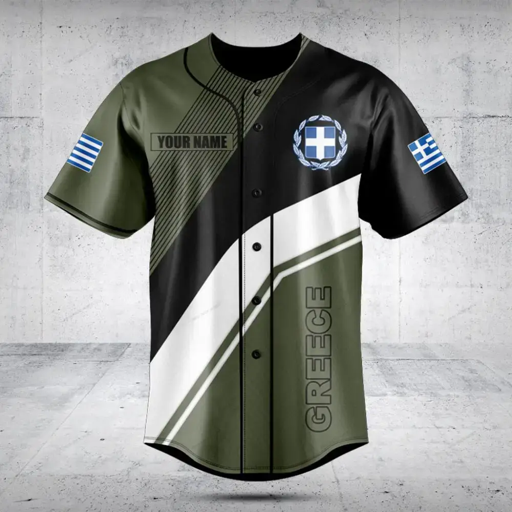 Custom Greek Flag Baseball Jersey - Personalized Name & Stylish Design Image