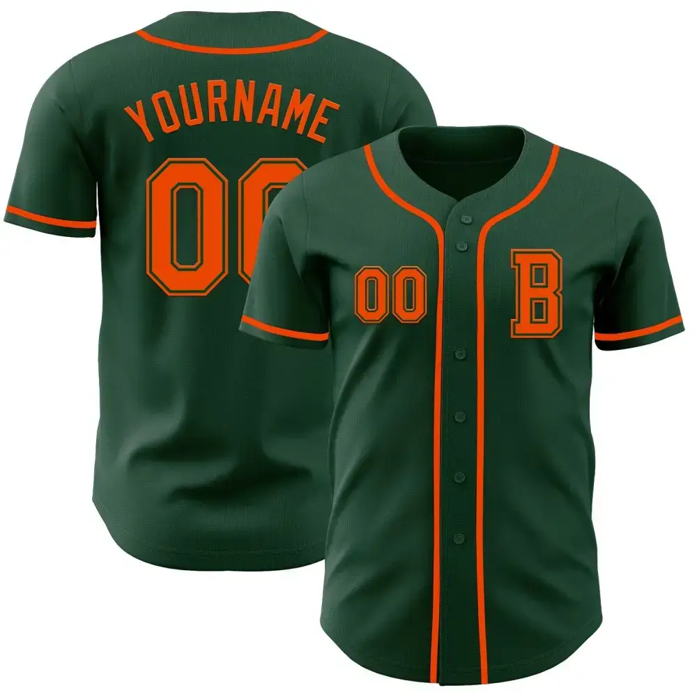 Custom Green Orange Authentic Baseball Jersey Image