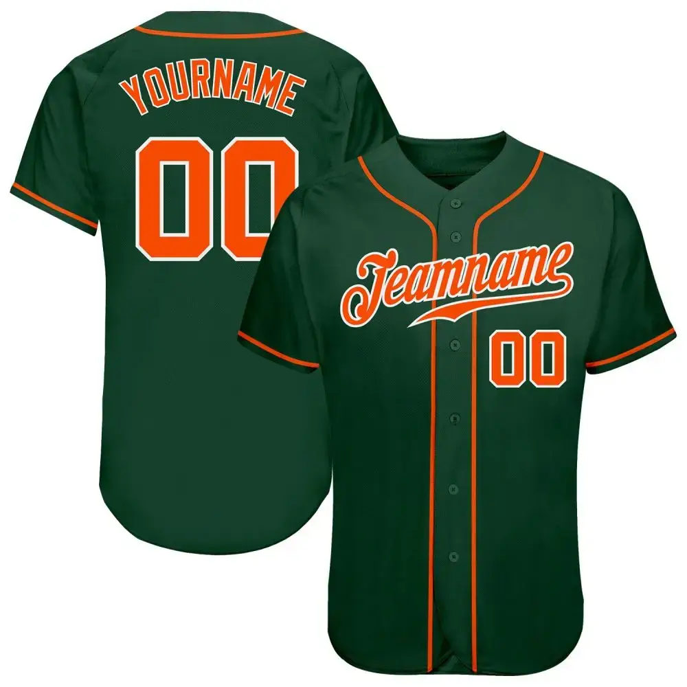 Custom Green Orange-White Authentic Baseball Jersey Image